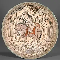 Mina'i bowl signed by Abu Zayd al-Kashani, dated 1187 CE, Iran[155]