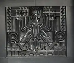 Mieczysław Kotarbiński, Coat of arms of Poland, basalt relief in Art Deco style, Warsaw, 1931.